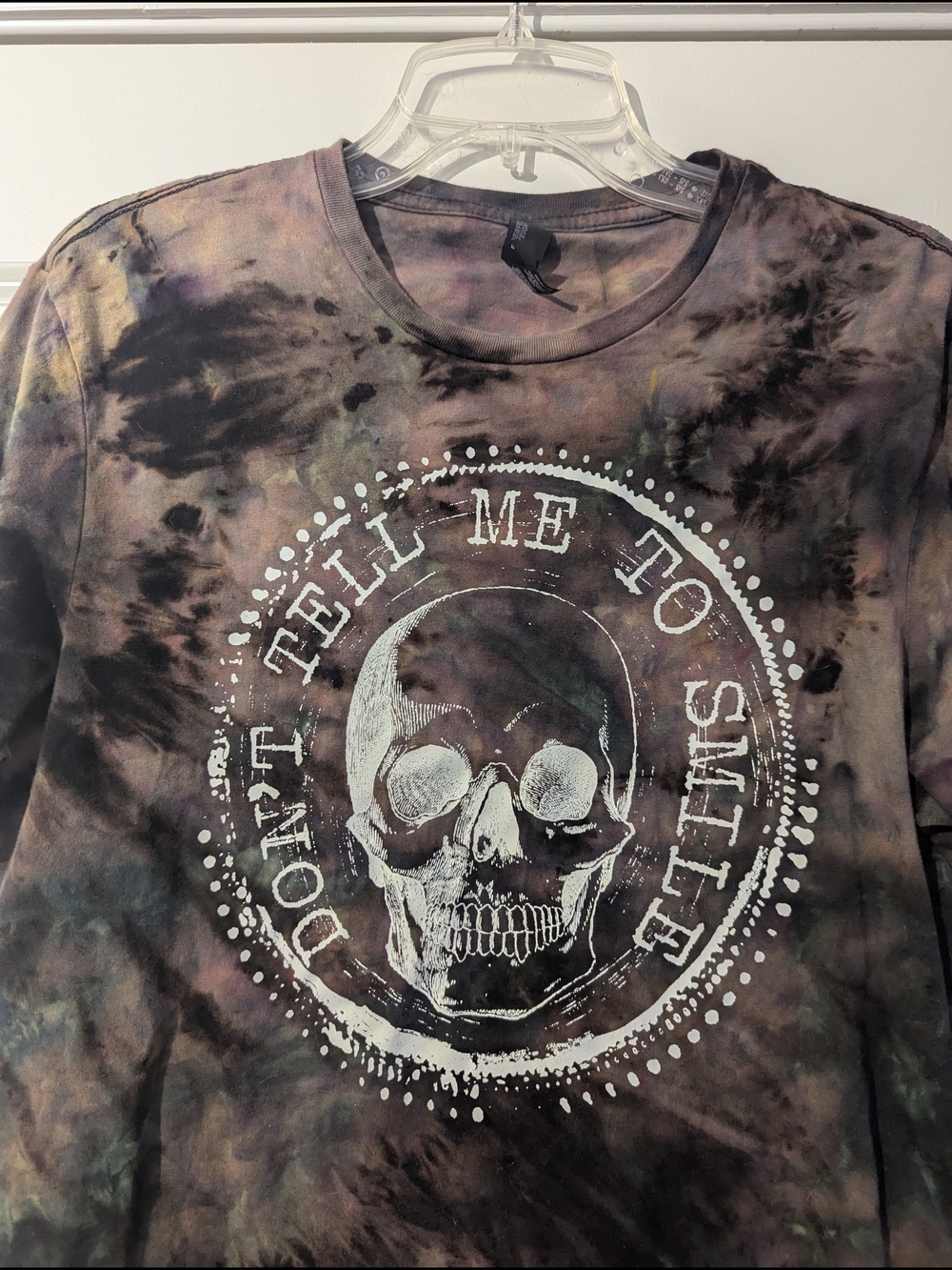 District Tie-Dye Tee in Muted Hues "Don't Tell Me To Smile"